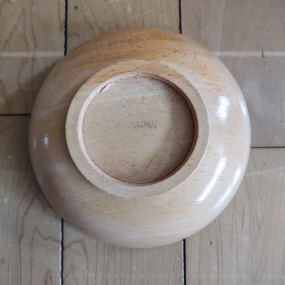 Japanese Mid Century Natural Wood Serving Bowl Set - Picture 6 of 11